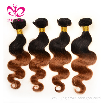 9A Brazilian Virgin Hair Body Wave Bundles REINE Two Tone Ombre Human Hair 1b 30 Color